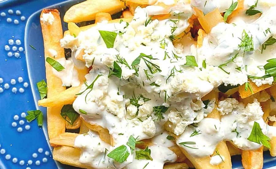 طرز تهیه سیب زمینی سرخ کرده با پنیر فتا بلژیکی